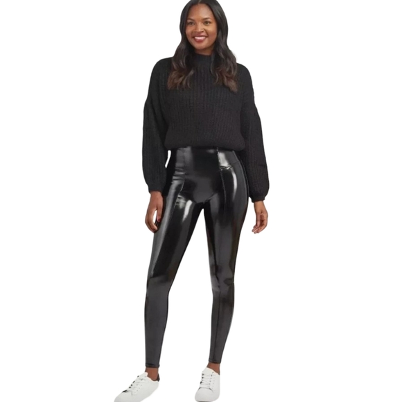 SPANX Pants - Spanx Faux Patent Leather Leggings Large Tall